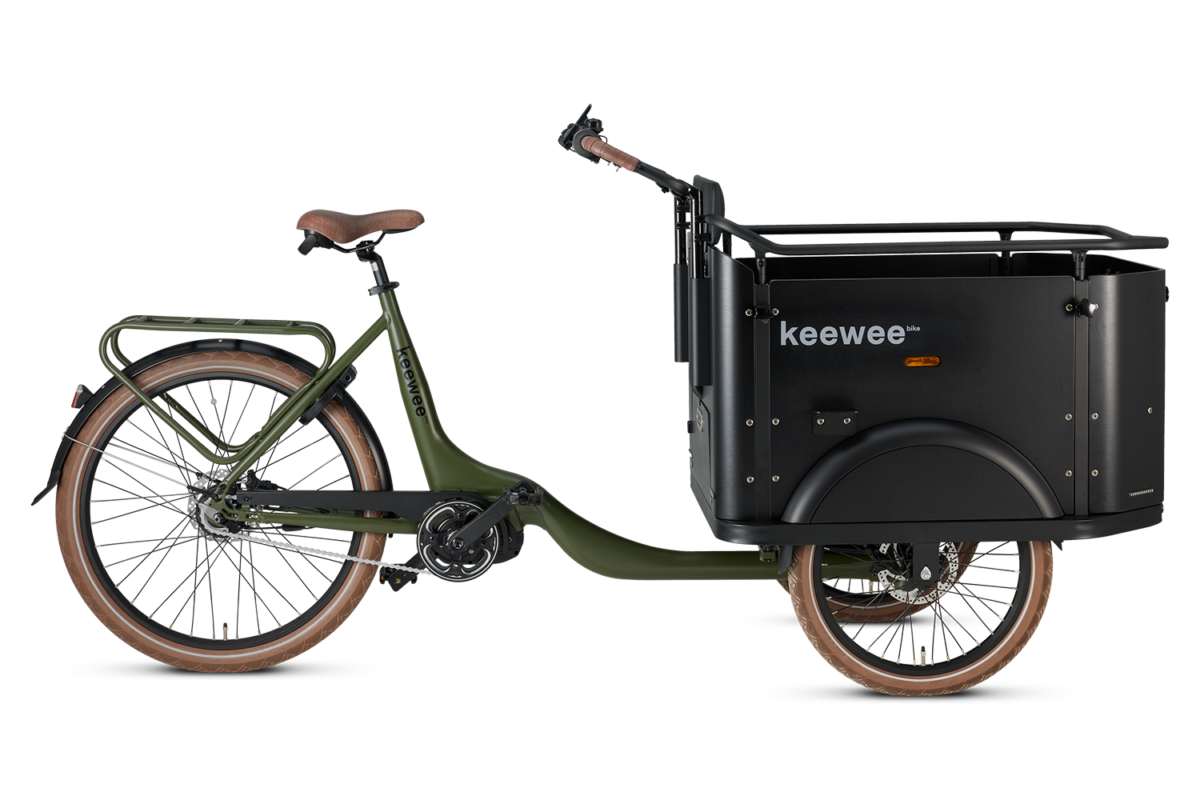 Keewee bakfiets met knipperlichten en toeter Army Green