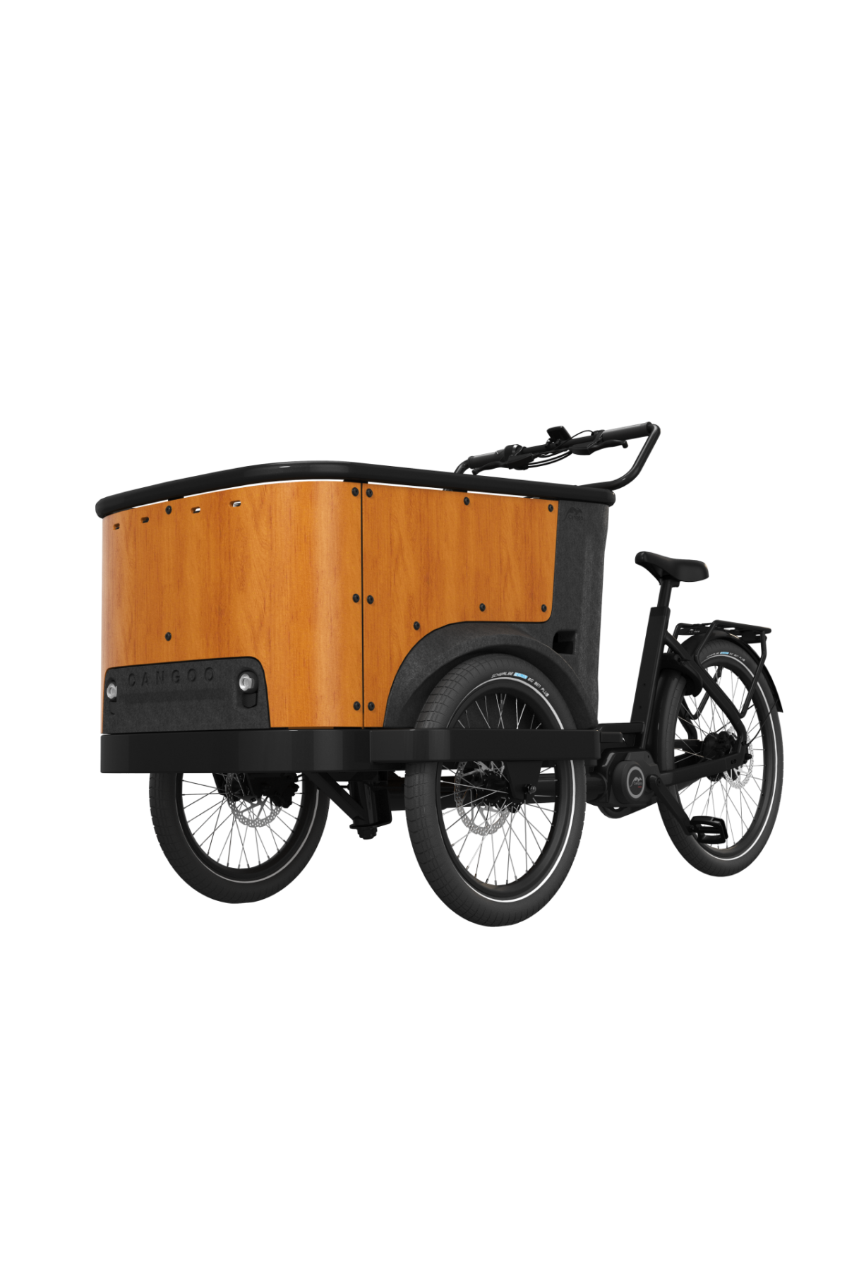 Cangoo BUCKLE UP Elektrische bakfiets met ondersteuning cargo bakfiets een sterke motor front view